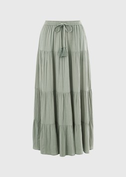 TIERED CHEESECLOTH MAXI SAGE £22