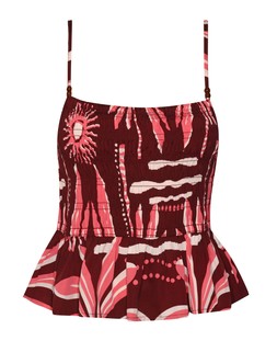 Burgundy Palm Print Shirred Cami Top, £21.99