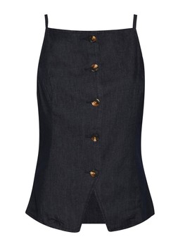 Indigo Wash Square Neck Waistcoat, £27.99