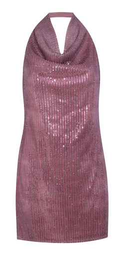 Dark Pink Glitter Halter Sequin Mini Dress, £34.99
