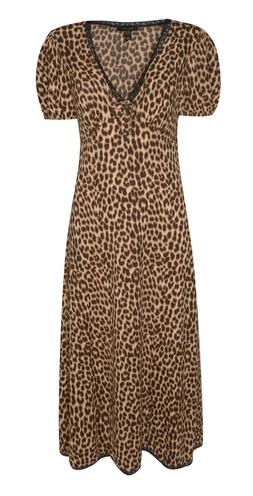 Brown Animal Print Lace Trim Midi Dress, £27.99 (948721929)
