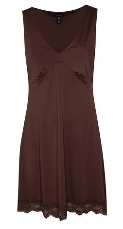 Dark Brown Lace Trim Mini Dress, £27.99 (952902527)