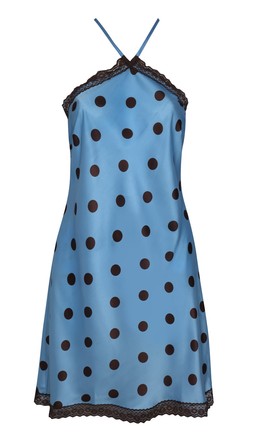 Light Blue Polka Dot Halter Lace Trim Satin Mini Dress, £35.99 (952902249)