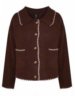 New Look, Brown Blanket Stitch Collared Cardigan £54.99