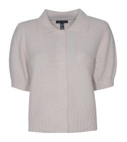 New Look Off White Fluffy Knit Short Sleeve Collared Cardigan, £29.99