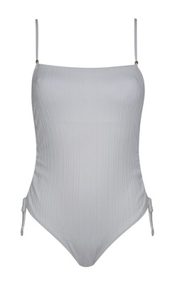 White Striped Ruched Side Tie Swimsuit £29.99