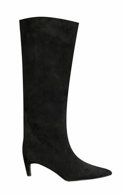 Black Faux Suede Low Stiletto Heel Knee High Boots, £59.99 (935858201)
