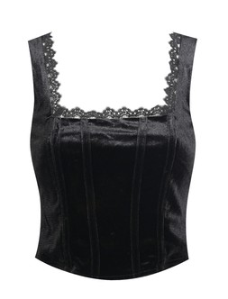 Black Lace Trimmed Velvet Corset Top, £19.99 (934220001)