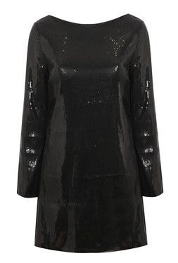 Black Sequin Long Sleeve Mini Dress, £45.99 (942497901)