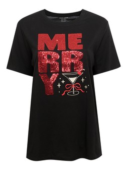 Black Sequinned Merry Logo T-Shirt, £13.99 (935893401)