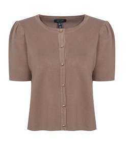 Brown Short Sleeve Crew Neck Cardigan, New Look, £27.99 (924310517)