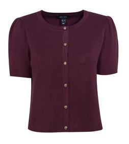 Burgundy Short Sleeve Crew Neck Cardigan, New Look, £27.99 (924310565)