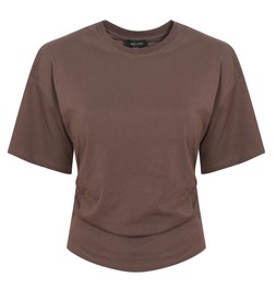 Dark Brown Ruched Waist Crew Neck T-Shirt, £12.99 (942220527)