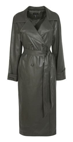Dark Khaki Faux Leather Trench Coat, £79.99 (929508034)