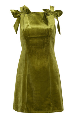Green Velvet Bow Applique Shift Mini Dress, £29.99 (934145333)
