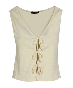Light Yellow Crinkle Texture Tie Front Vest Top, £14.99 (933683088)