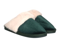 Mint Green Velvet Faux Fur Trim Slippers, £15.99 (933165637)