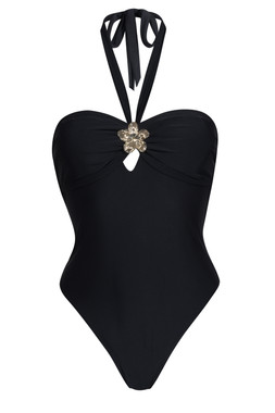 New Look Black Tummy Control Floral Charm Halterneck Swimsuit £30.99