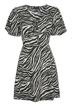New Look Black Zebra Print Tie Neck Mini Dress £17.99