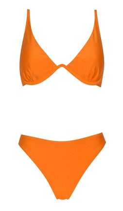 New Look Bright Orange Underwired Bikini Top £19.99 Orange Hipster Bikini Bottoms £9.99