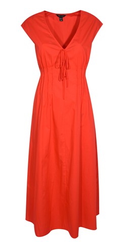 New Look Bright Red Tie V-Neck Pintuck Midi Dress £32.99