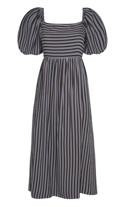 New Look Brown Striped Square Neck Milkmaid Midi Dress £35.99