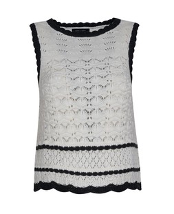 New Look Cream Open Knit Contrast Trim Vest £23.99
