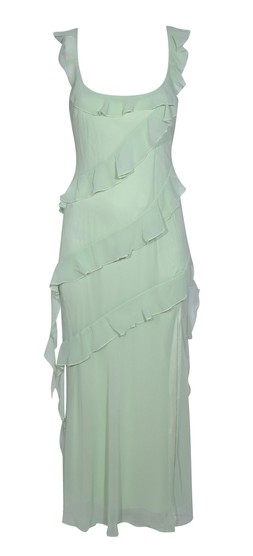 New Look Light Green Asymmetric Ruffled Slit Hem Chiffon Midi Dress £42.99
