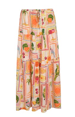 New Look Multicoloured Fruit Print Tiered Maxi Skirt £25.99
