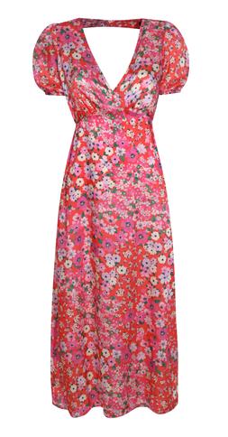 New Look Pink Floral Print Satin Midi Dress £31.99 €39.99