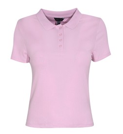 New Look Pink Ribbed Jersey Fitted Polo Top £14.99 €19.99