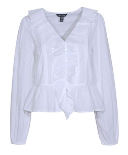 New Look White Frill Trim Pintuck Blouse £29.99