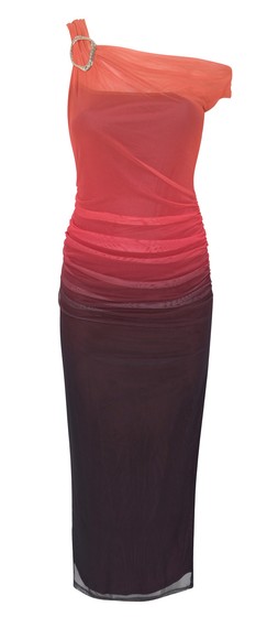 Orange Ombre Mesh Off Shoulder Midi Dress, £32.99 (929995380)