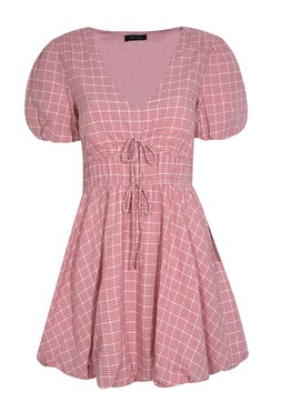 Pink Gingham Check Puffball Hem Micro Mini Dress, £36.99 (925740979)