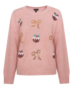 Pink Sequin Bow and Pudding Christmas Jumper, £27.99 (926582479)