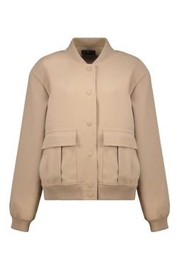 Neutral Cropped Formal Popper Jacket