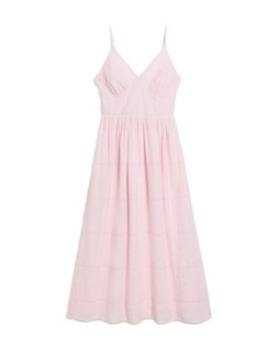 Pink Patchwork Embroidered Cami Midi Dress