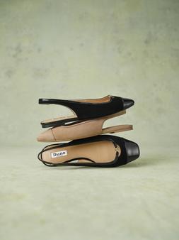 Dune London SS25 Stills Hanna 89 GBP black, caramel suede www.dunelondon.com
