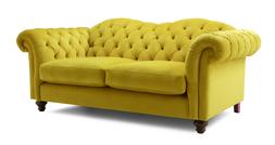 Joules Windsor three-seater sofa in yellow velvet, available exclusively at DFS