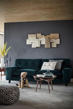 DFS Java four-seater velvet sofa in Dark Green. Available from 20 January 2021