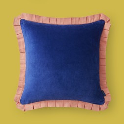 30932925 Sophie Robinson Velvet Box Pleat 50x50 Cushion Cobalt £28