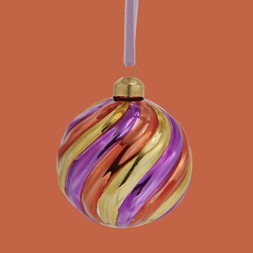 30979260 Sophie Robinson Glass Orchid and Citrus Candy Cane Stripe Bauble £4