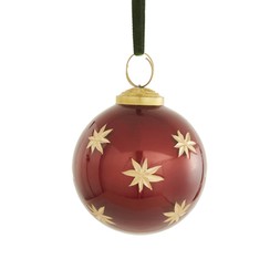 30982794 Burgundy Star Etched Glass Bauble £3