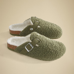 Ladies borg footbed mules natural £14