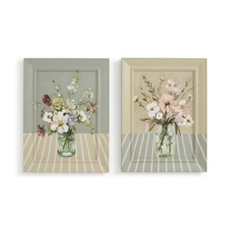 Pink Floral Set of 2 Handpainted Canvas 30x40cm £40