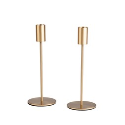 Set of 2 Brushed Gold Candlestick Holders £15