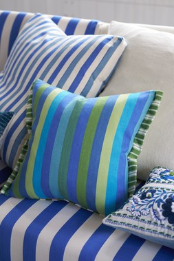 Cork Street Stripe Cobalt Cotton Cushion