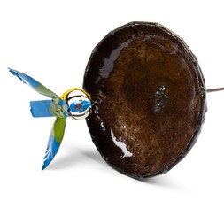 Blue Tit bird feeder on a stake