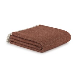 50082513 £54 NT Burnt Orange & Grey UK Made Pure Wool Throw