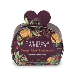 50083216 £4 Christmas Wreath Heart Guest Soaps (3x20g)